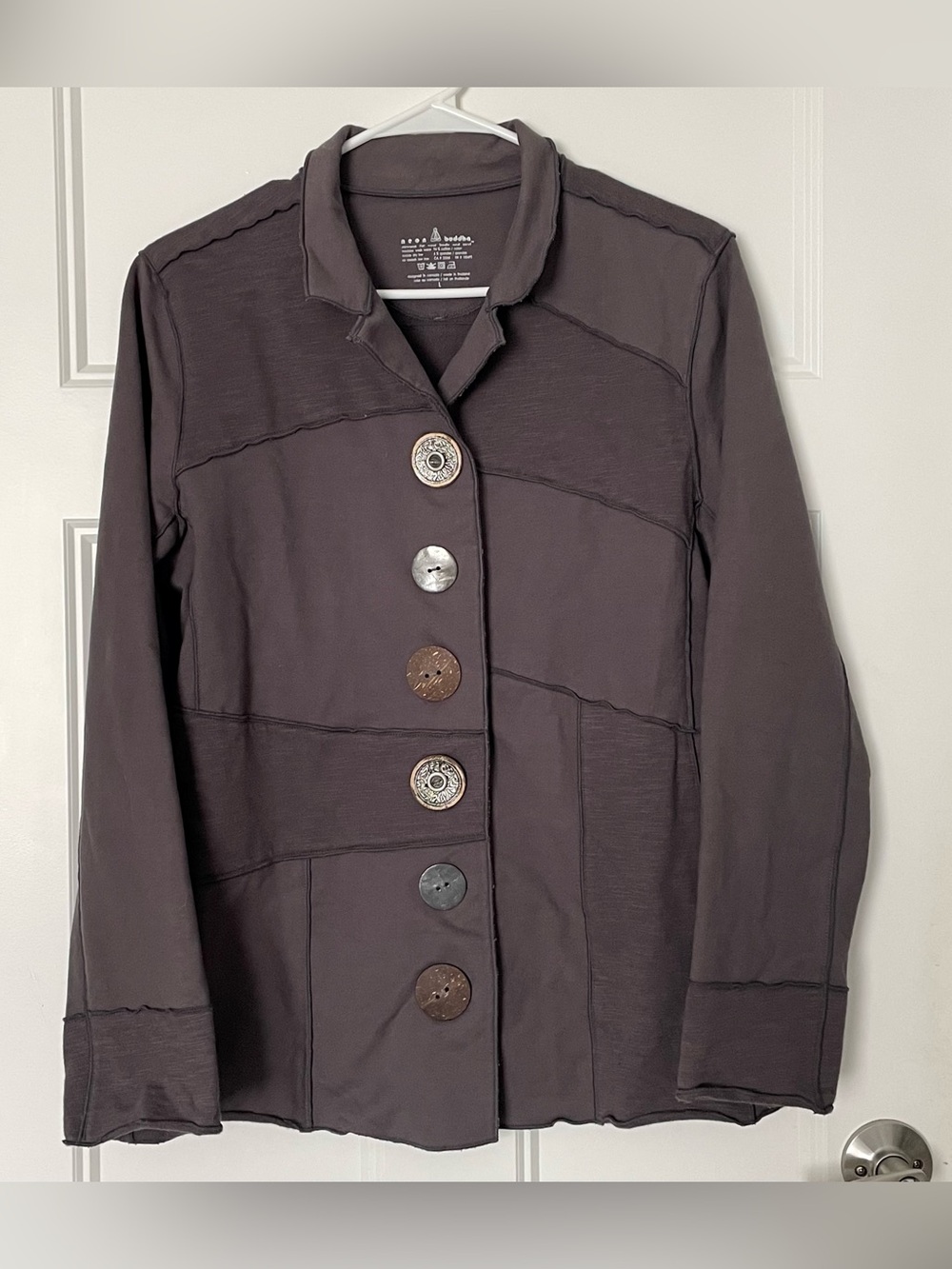 Neon Buddha Women's gray Patchwork Button-Front Jacket Boho Western